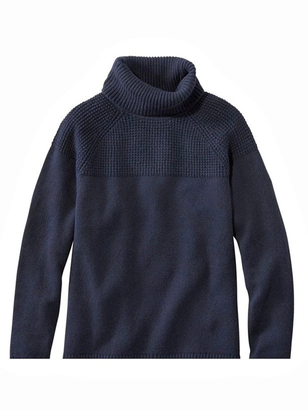 L.L.Bean Super Soft Waffle Knit Turtleneck Navy Sweater Cotton Blend Women’s M
